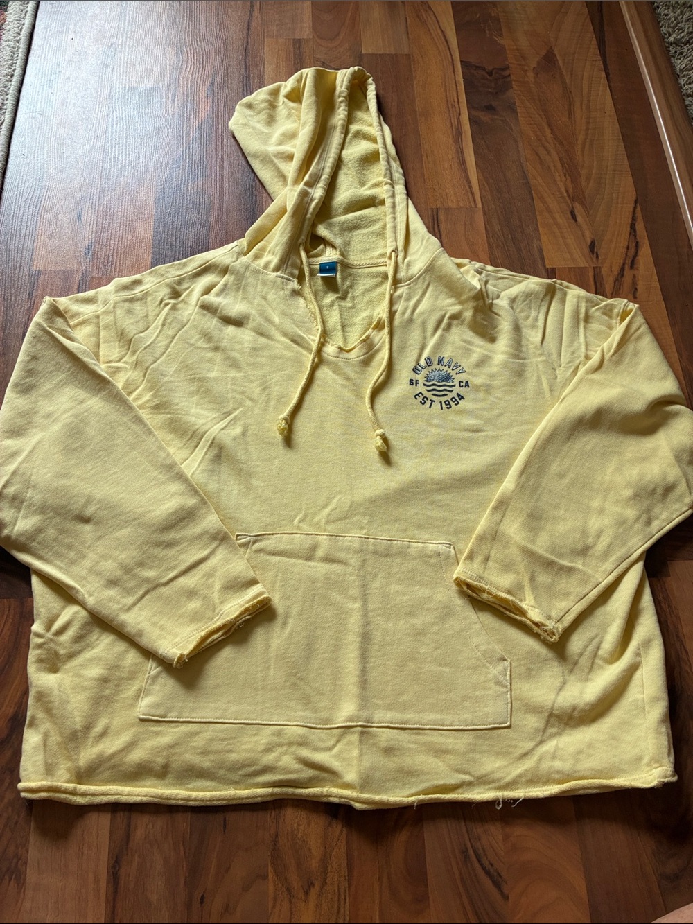 Old Navy Yellow Hooded Sweatshirt with Navy Crest
